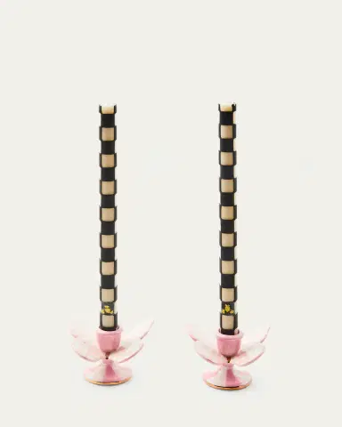 MacKenzie-Childs Rosy Check Butterfly Candle Holders, Set of 2 | Thumbnail 2