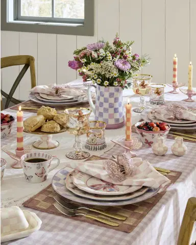 MacKenzie-Childs Rosy Check Butterfly Candle Holders, Set of 2 | Thumbnail 3