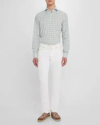 Canali Men's Cotton Ombre Check Sport Shirt | Thumbnail 2