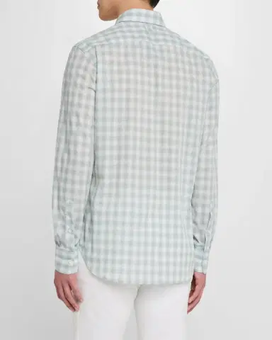 Canali Men's Cotton Ombre Check Sport Shirt | Thumbnail 3