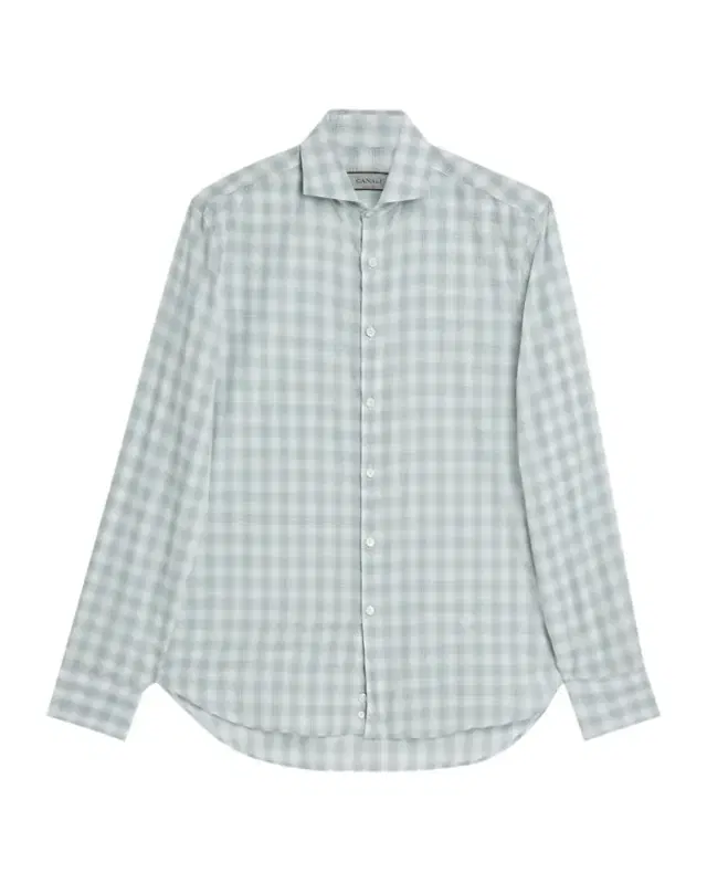 Canali Men 's Cotton Ombre Check Sport Shirt