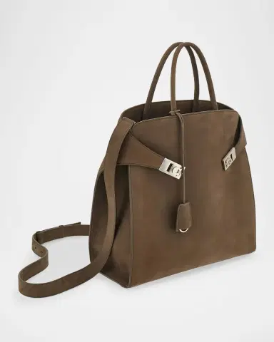 Ferragamo Men's Hug Hammered Calfskin Tote Bag | Thumbnail 2