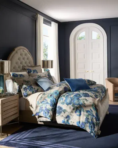 Designers Guild Hirigana Indigo King Sham | Thumbnail 1 Designers Guild Hirigana Indigo King Sham | Thumbnail 1
