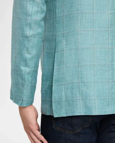 Canali Men's Cashmere, Silk and Linen Windowpane Sport Coat | Thumbnail 8