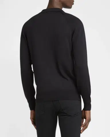 Tom Ford Men's Wool and Silk Raglan Knit Polo Shirt | Thumbnail 3