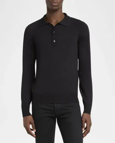 Tom Ford Men's Wool and Silk Raglan Knit Polo Shirt | Thumbnail 4