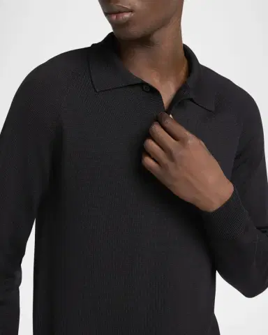 Tom Ford Men's Wool and Silk Raglan Knit Polo Shirt | Thumbnail 5