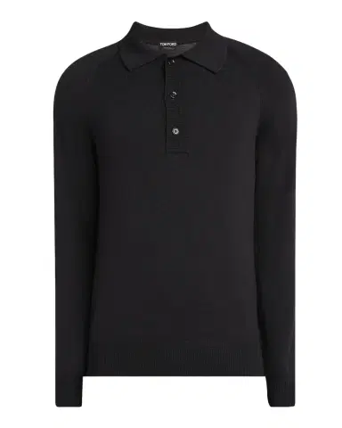 Tom Ford Men's Wool and Silk Raglan Knit Polo Shirt | Thumbnail 1