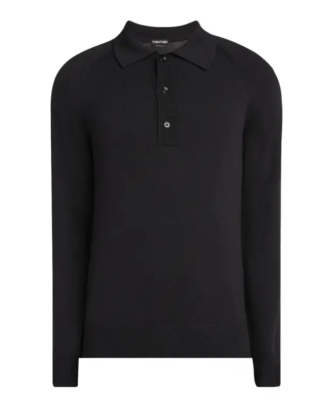 TOM FORD Men 's Wool and Silk Raglan Knit Polo Shirt