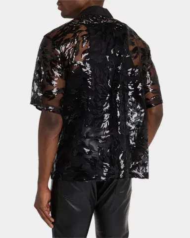Dsquared2 Men 's Sequin-Embroidered Camp Shirt | Thumbnail 2