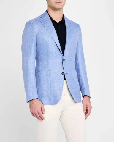 Canali Men's Wool-Blend Hopsack Blazer | Thumbnail 4 Canali Men's Wool-Blend Hopsack Blazer | Thumbnail 4