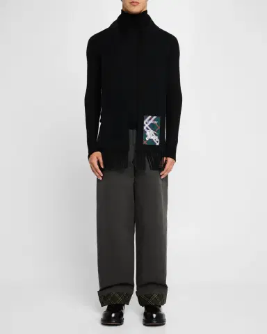 Burberry Men's Cashmere Scarf with EKD Label | Thumbnail 2 Burberry Men's Cashmere Scarf with EKD Label | Thumbnail 2