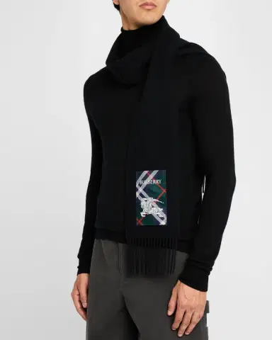 Burberry Men's Cashmere Scarf with EKD Label | Thumbnail 3 Burberry Men's Cashmere Scarf with EKD Label | Thumbnail 3