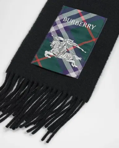 Burberry Men's Cashmere Scarf with EKD Label | Thumbnail 4 Burberry Men's Cashmere Scarf with EKD Label | Thumbnail 4