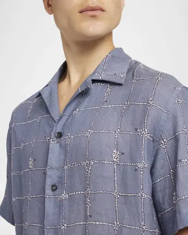 Brioni Men 's Nautical Linen Camp Shirt | Thumbnail 5