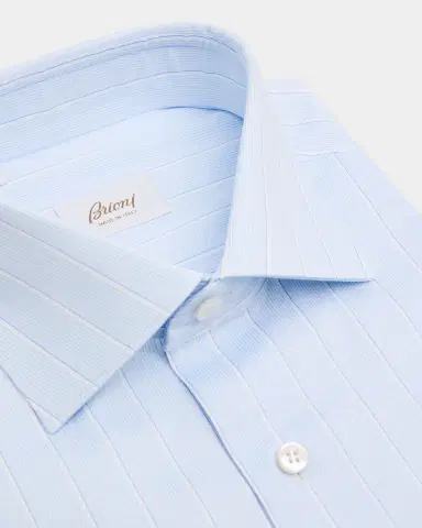 Brioni Men 's Cotton Wide Stripe Dress Shirt | Thumbnail 2
