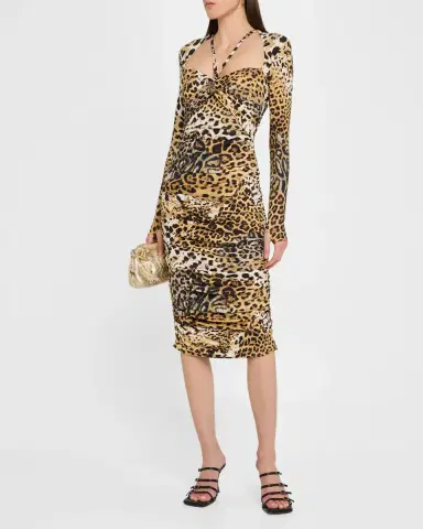 Roberto Cavalli Jaguar-Print Jersey Strappy Midi Dress | Thumbnail 4 Roberto Cavalli Jaguar-Print Jersey Strappy Midi Dress | Thumbnail 4