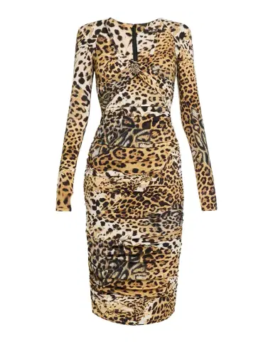 Roberto Cavalli Jaguar-Print Jersey Strappy Midi Dress | Thumbnail 1 Roberto Cavalli Jaguar-Print Jersey Strappy Midi Dress | Thumbnail 1