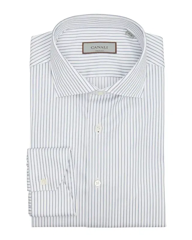 Men 's Cotton Narrow Stripe Dress Shirt