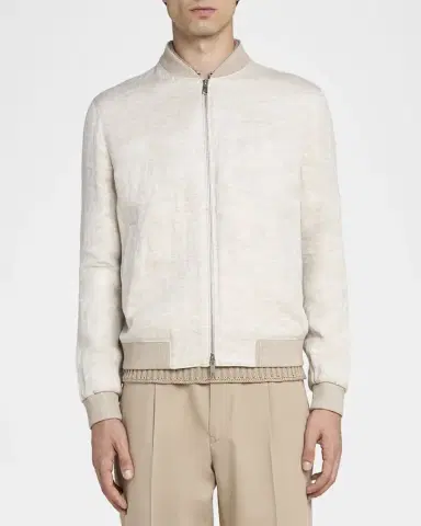 ZEGNA Men 's Oasi Lino Bomber Jacket | Thumbnail 2 ZEGNA Men 's Oasi Lino Bomber Jacket | Thumbnail 2