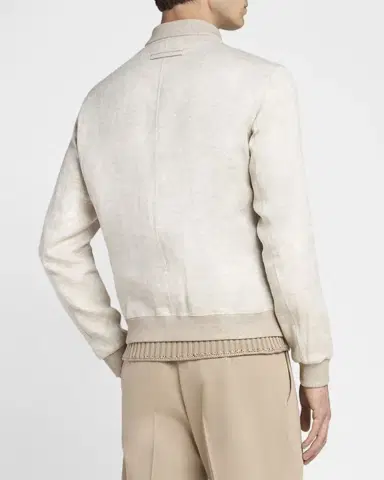 ZEGNA Men 's Oasi Lino Bomber Jacket | Thumbnail 3 ZEGNA Men 's Oasi Lino Bomber Jacket | Thumbnail 3