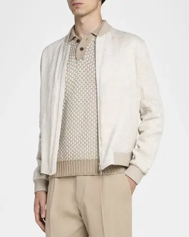 ZEGNA Men 's Oasi Lino Bomber Jacket | Thumbnail 4 ZEGNA Men 's Oasi Lino Bomber Jacket | Thumbnail 4