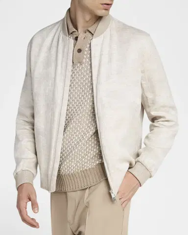 ZEGNA Men 's Oasi Lino Bomber Jacket | Thumbnail 5 ZEGNA Men 's Oasi Lino Bomber Jacket | Thumbnail 5