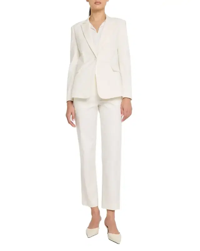 Cotton One-Button Cutaway Blazer