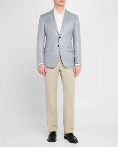 Emporio Armani Men's Bamboo Micro-Grid Textured Sport Coat | Thumbnail 2