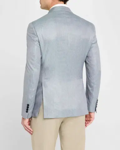 Emporio Armani Men's Bamboo Micro-Grid Textured Sport Coat | Thumbnail 3