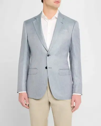 Emporio Armani Men's Bamboo Micro-Grid Textured Sport Coat | Thumbnail 4