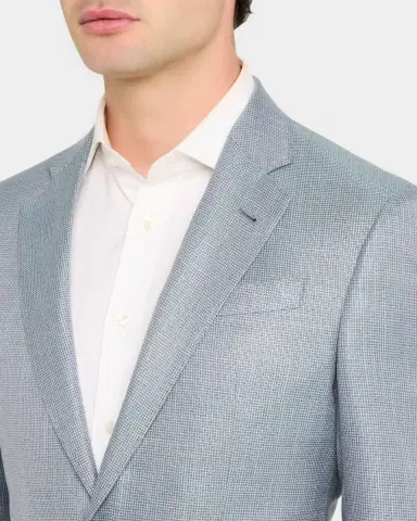 Emporio Armani Men's Bamboo Micro-Grid Textured Sport Coat | Thumbnail 5