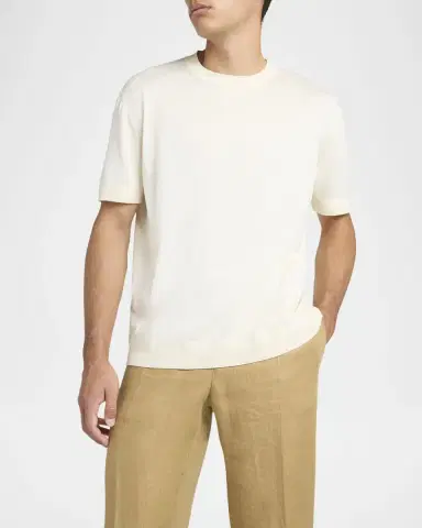 Moncler Men's Silk-Cotton Crew T-Shirt | Thumbnail 3