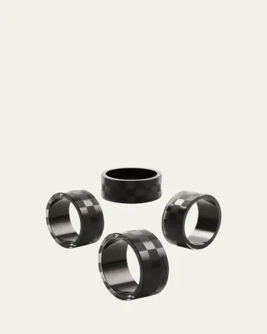 MacKenzie-Childs Black Check Napkin Ring, Set of 4 | Thumbnail 3