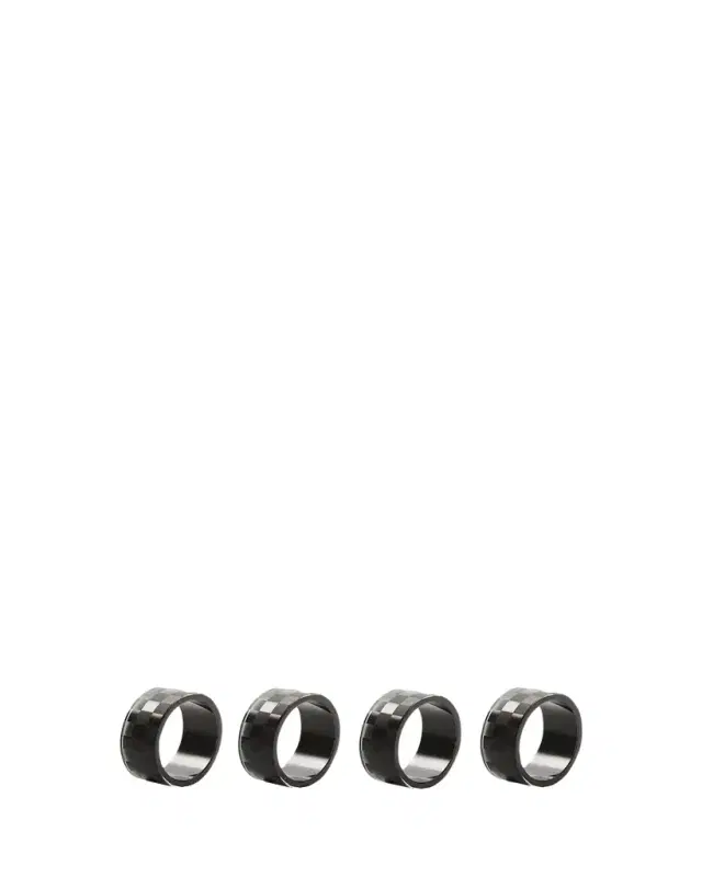MacKenzie-Childs Black Check Napkin Ring, Set of 4