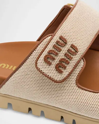Miu Miu Canvas Dual-Grip Comfort Sandals | Thumbnail 4 Miu Miu Canvas Dual-Grip Comfort Sandals | Thumbnail 4