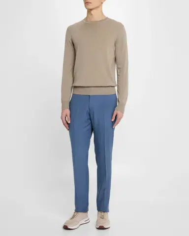 Emporio Armani Men's Lyocell Twill Flat-Front Trousers | Thumbnail 2 Emporio Armani Men's Lyocell Twill Flat-Front Trousers | Thumbnail 2