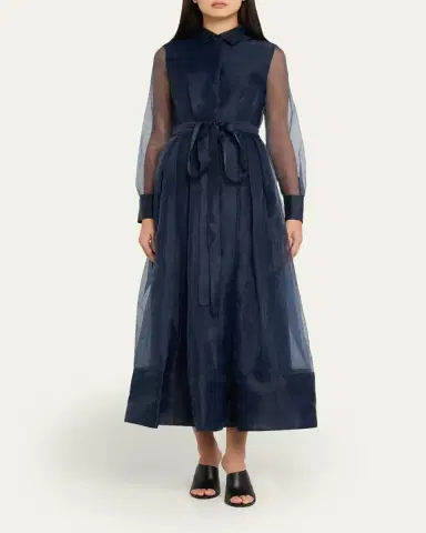 SIMKHAI Montgomery Pleated Organza Maxi Shirtdress | Thumbnail 11 SIMKHAI Montgomery Pleated Organza Maxi Shirtdress | Thumbnail 11