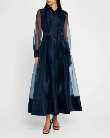 SIMKHAI Montgomery Pleated Organza Maxi Shirtdress | Thumbnail 15 SIMKHAI Montgomery Pleated Organza Maxi Shirtdress | Thumbnail 15