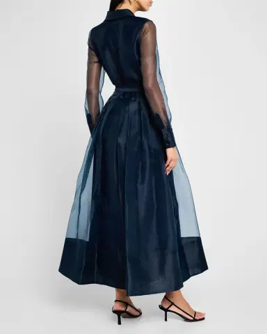 SIMKHAI Montgomery Pleated Organza Maxi Shirtdress | Thumbnail 16 SIMKHAI Montgomery Pleated Organza Maxi Shirtdress | Thumbnail 16