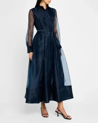 SIMKHAI Montgomery Pleated Organza Maxi Shirtdress | Thumbnail 17 SIMKHAI Montgomery Pleated Organza Maxi Shirtdress | Thumbnail 17