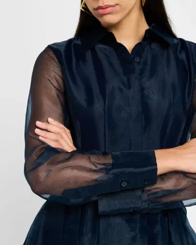 SIMKHAI Montgomery Pleated Organza Maxi Shirtdress | Thumbnail 18 SIMKHAI Montgomery Pleated Organza Maxi Shirtdress | Thumbnail 18