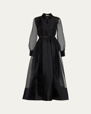 SIMKHAI Montgomery Pleated Organza Maxi Shirtdress | Thumbnail 6 SIMKHAI Montgomery Pleated Organza Maxi Shirtdress | Thumbnail 6