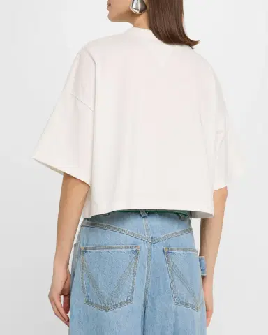 Bottega Veneta Heart Intrecciato Cropped Cotton Jersey T-Shirt | Thumbnail 3 Bottega Veneta Heart Intrecciato Cropped Cotton Jersey T-Shirt | Thumbnail 3