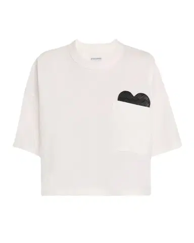 Bottega Veneta Heart Intrecciato Cropped Cotton Jersey T-Shirt | Thumbnail 1 Bottega Veneta Heart Intrecciato Cropped Cotton Jersey T-Shirt | Thumbnail 1