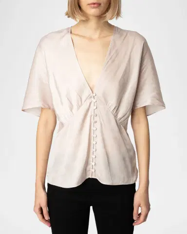 Zadig & Voltaire Thodri Satin Button-Front Blouse | Thumbnail 4 Zadig & Voltaire Thodri Satin Button-Front Blouse | Thumbnail 4