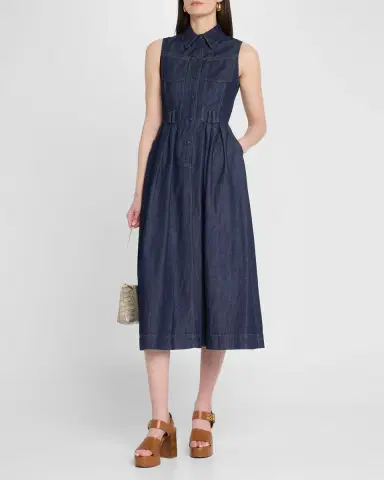 Dice Kayek Sleeveless Denim Midi Shirtdress | Thumbnail 2 Dice Kayek Sleeveless Denim Midi Shirtdress | Thumbnail 2