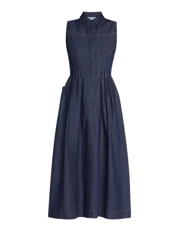 Sleeveless Denim Midi Shirtdress