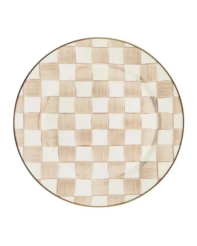 Mocha Check Charger Plate