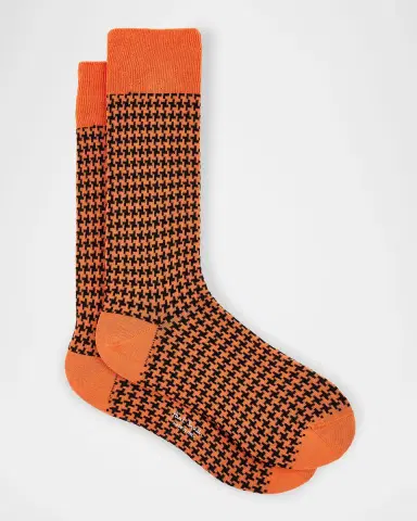 Paul Smith Men's James Houndstooth Gingham Crew Socks | Thumbnail 2